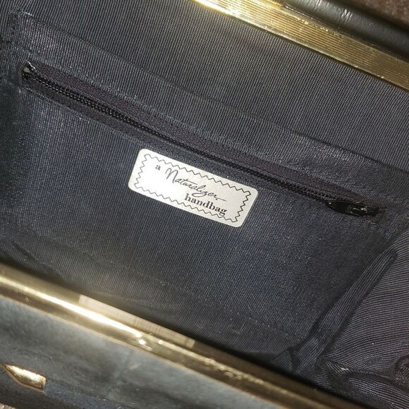 VNTG Retro 60's A Naturalizer Black Faux Suede Simulated Leather Handbag - Picture 7 of 16